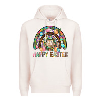Pale Pink Happy Easter Rainbow Premium Hoodie - BundleAndBundleShop