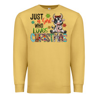 Antique Gold just a girl who loves christmas Premium Sweatshirt - CowhideDigitalArt