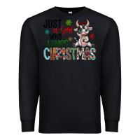 Black just a girl who loves christmas Premium Sweatshirt - CowhideDigitalArt