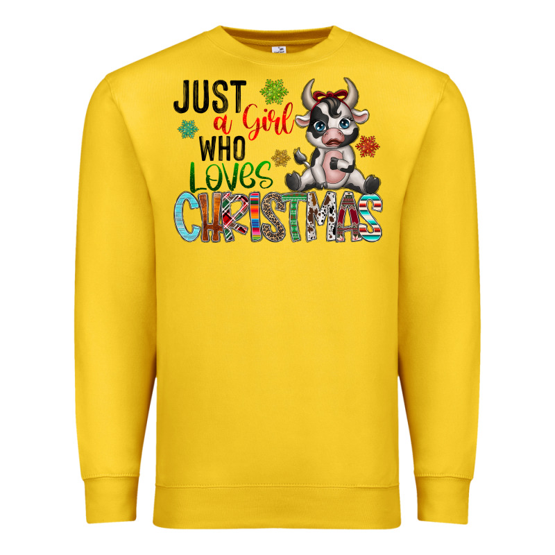 Just A Girl Who Loves Christmas Premium Sweatshirt by CowhideDigitalArt | Teevron