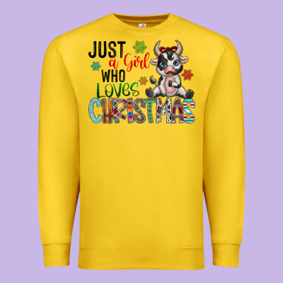 Just A Girl Who Loves Christmas Premium Sweatshirt Designed By Cowhidedigitalart