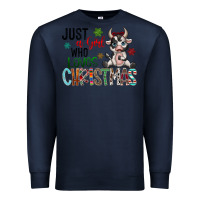 Navy just a girl who loves christmas Premium Sweatshirt - CowhideDigitalArt