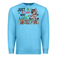 Ocean Blue just a girl who loves christmas Premium Sweatshirt - CowhideDigitalArt