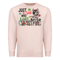 Pale Pink just a girl who loves christmas Premium Sweatshirt - CowhideDigitalArt