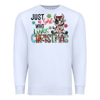 White just a girl who loves christmas Premium Sweatshirt - CowhideDigitalArt