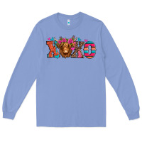 Colony Blue xoxo valentine's day highland cow Long Sleeve Tee - Jasminsmagicworld