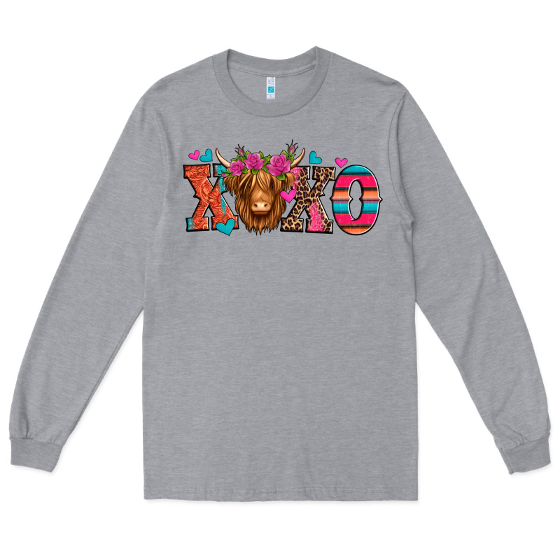 Xoxo Valentine's Day Highland Cow Long Sleeve Tee by Jasminsmagicworld | Teevron