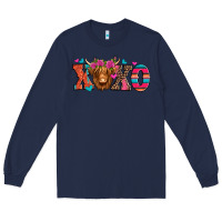 Navy xoxo valentine's day highland cow Long Sleeve Tee - Jasminsmagicworld