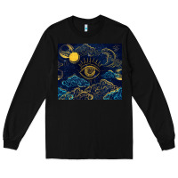 Black evil eye moon Long Sleeve Tee - TumblerDesignByShophia