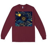 Burgundy evil eye moon Long Sleeve Tee - TumblerDesignByShophia