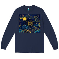 Navy evil eye moon Long Sleeve Tee - TumblerDesignByShophia
