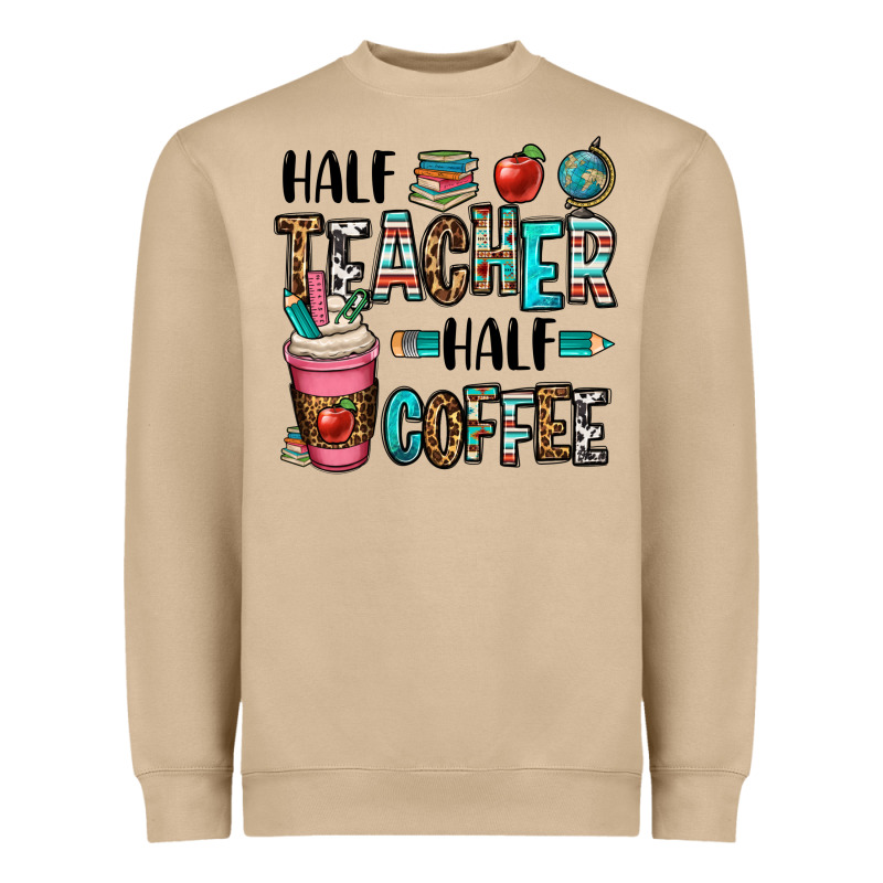 Half Teacher Half Coffee Heavyweight Sweatshirt by OliviaCreatesArt | Teevron
