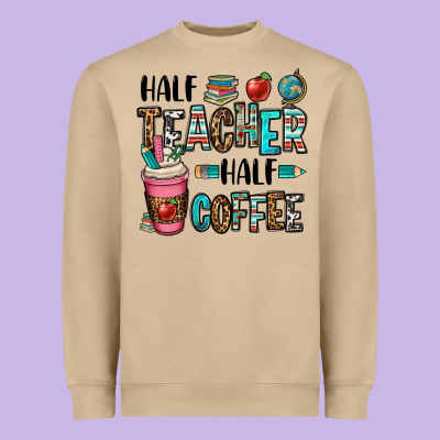 Half Teacher Half Coffee Heavyweight Sweatshirt Designed By Oliviacreatesart