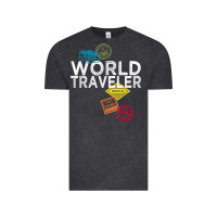 Vintage Black world traveler passport stamp gift shirt for men and women t shirt Vintage Tee - trangStudio