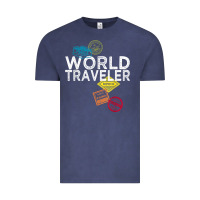 Vintage Denim world traveler passport stamp gift shirt for men and women t shirt Vintage Tee - trangStudio