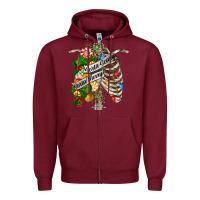 Burgundy sorta merry sorta scary chest Zipper Hoodie - FaDigitalArtStudio