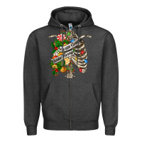 Charcoal Heather sorta merry sorta scary chest Zipper Hoodie - FaDigitalArtStudio