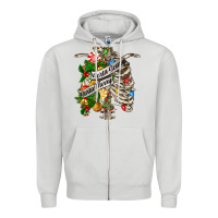 Dove Grey sorta merry sorta scary chest Zipper Hoodie - FaDigitalArtStudio