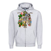 Heather Grey sorta merry sorta scary chest Zipper Hoodie - FaDigitalArtStudio
