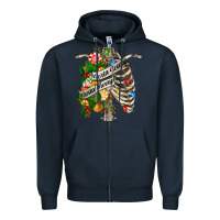 Navy sorta merry sorta scary chest Zipper Hoodie - FaDigitalArtStudio