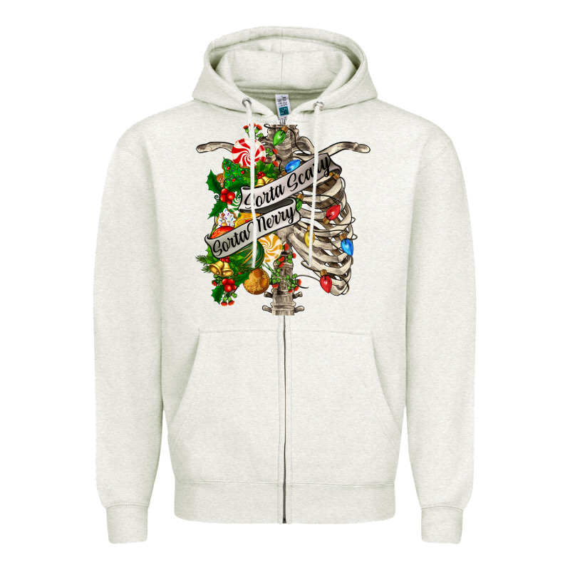Sorta Merry Sorta Scary Chest Zipper Hoodie by FaDigitalArtStudio | Teevron
