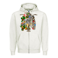 Oatmeal Heather sorta merry sorta scary chest Zipper Hoodie - FaDigitalArtStudio