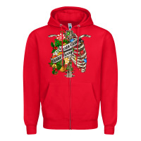 Red sorta merry sorta scary chest Zipper Hoodie - FaDigitalArtStudio