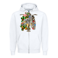 White sorta merry sorta scary chest Zipper Hoodie - FaDigitalArtStudio