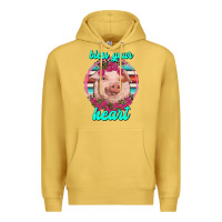 Antique Gold bless your heart pig Premium Hoodie - RanaPortraitStore