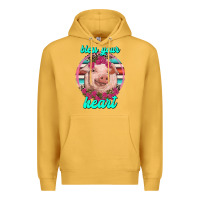 Mustard bless your heart pig Premium Hoodie - RanaPortraitStore