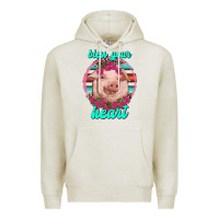 Oatmeal Heather bless your heart pig Premium Hoodie - RanaPortraitStore