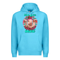 Ocean Blue bless your heart pig Premium Hoodie - RanaPortraitStore