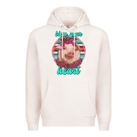 Pale Pink bless your heart pig Premium Hoodie - RanaPortraitStore