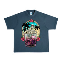 Midnight Navy summer skeleton cocktail Urban Heavy Tee - NancyCooperArtShop