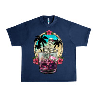 Navy summer skeleton cocktail Urban Heavy Tee - NancyCooperArtShop