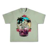 Oil Green summer skeleton cocktail Urban Heavy Tee - NancyCooperArtShop