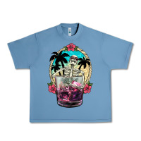 Pebble Blue summer skeleton cocktail Urban Heavy Tee - NancyCooperArtShop
