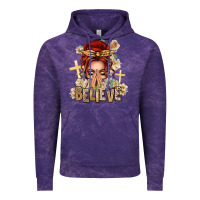 Cloud Purple Red Hair Believe Praying Caucasian Messy Bun Vintage Hoodie - texasbilliewilder