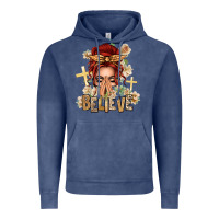 Vintage Denim Red Hair Believe Praying Caucasian Messy Bun Vintage Hoodie - texasbilliewilder