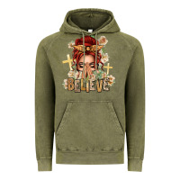 Vintage Olive Red Hair Believe Praying Caucasian Messy Bun Vintage Hoodie - texasbilliewilder