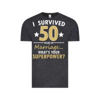 Vintage Black 50 years of marriage superpower 50th wedding anniversary Vintage Tee - trangStudio
