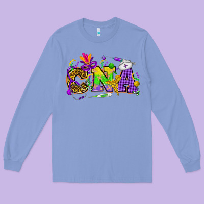 Mardi Gras Cna Nurse Long Sleeve Tee Designed By Howdyjamesfarm