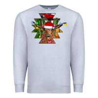 Heather Grey longhorn Aztec Christmas Premium Sweatshirt - CowhideDigitalArt