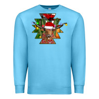 Ocean Blue longhorn Aztec Christmas Premium Sweatshirt - CowhideDigitalArt