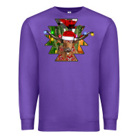 Purple longhorn Aztec Christmas Premium Sweatshirt - CowhideDigitalArt