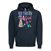 Navy birthday girl 4 Zipper Hoodie - BundleAndBundleShop