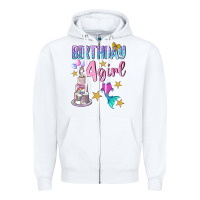 White birthday girl 4 Zipper Hoodie - BundleAndBundleShop