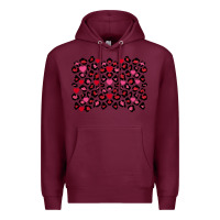 Burgundy valentines day leopard and heart background Premium Hoodie - FaDigitalArtStudio