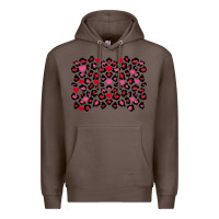 Coffee valentines day leopard and heart background Premium Hoodie - FaDigitalArtStudio