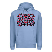 Colony Blue valentines day leopard and heart background Premium Hoodie - FaDigitalArtStudio